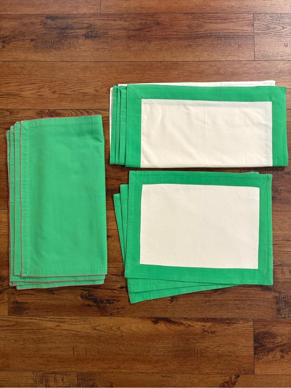 Home James Hamptons 16 Pc Cotton Table Linen Set Green Placemats Napkins